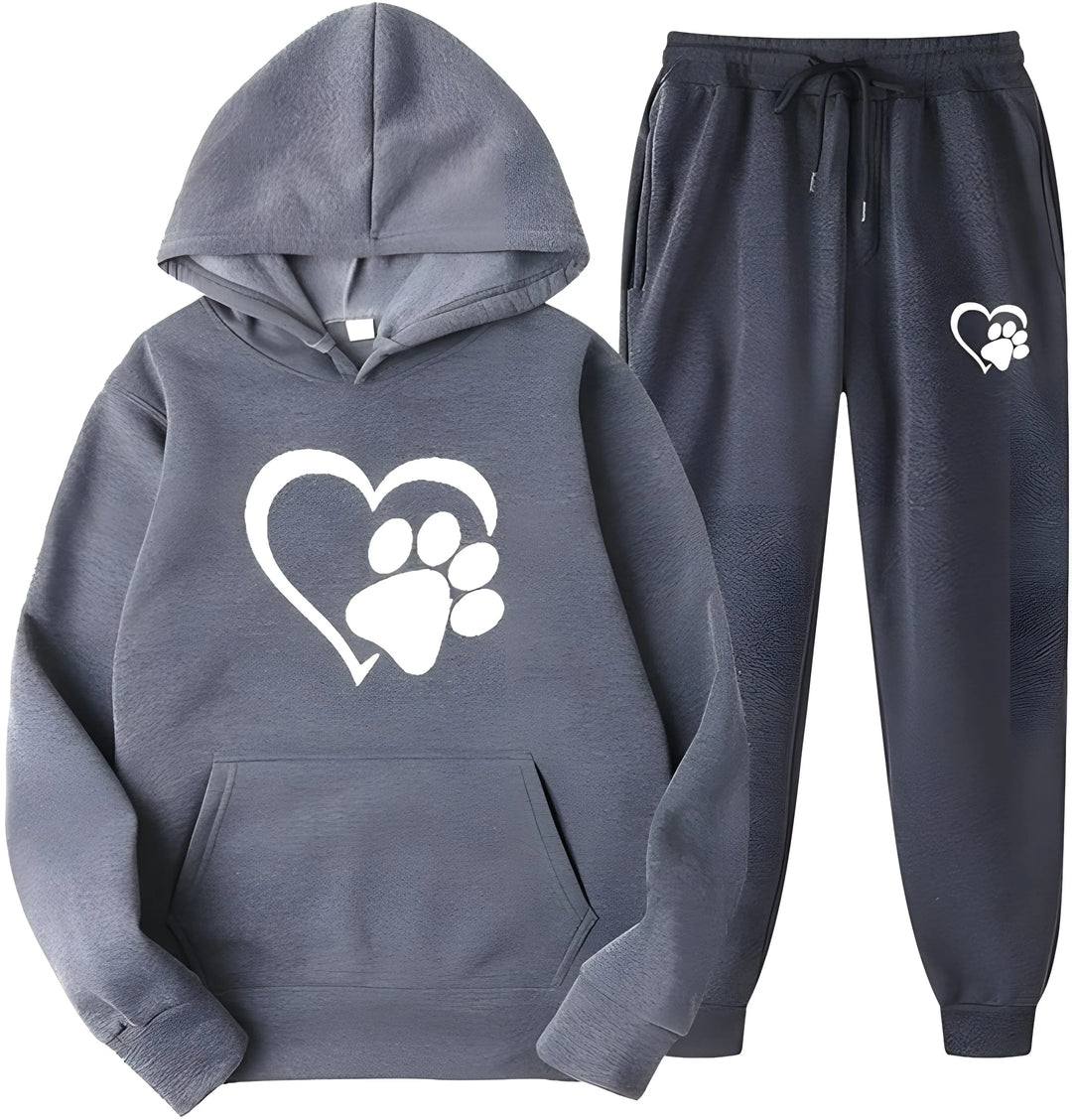 Women’s Printed Hoodie with Long Sleeves and Trousers Set