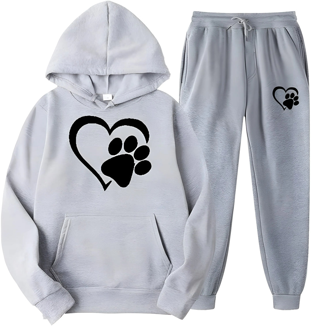 Women’s Printed Hoodie with Long Sleeves and Trousers Set
