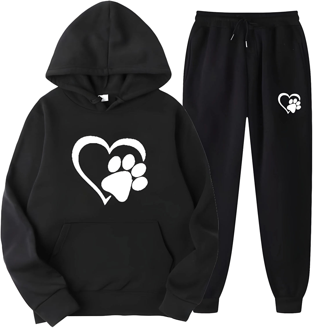 Women’s Printed Hoodie with Long Sleeves and Trousers Set