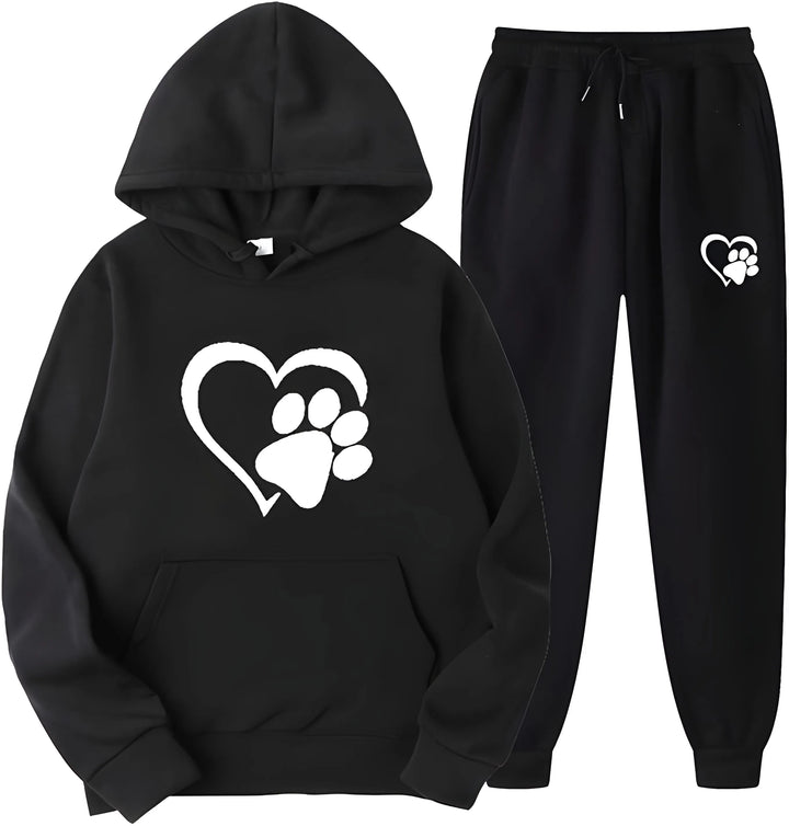 Women’s Printed Hoodie with Long Sleeves and Trousers Set