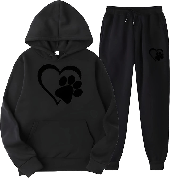 Women’s Printed Hoodie with Long Sleeves and Trousers Set