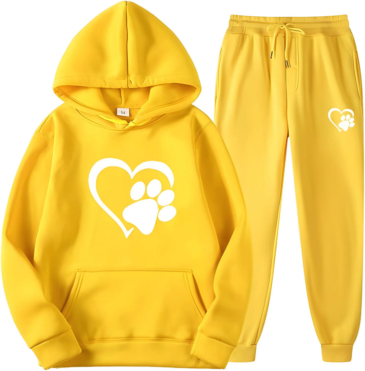Women’s Printed Hoodie with Long Sleeves and Trousers Set