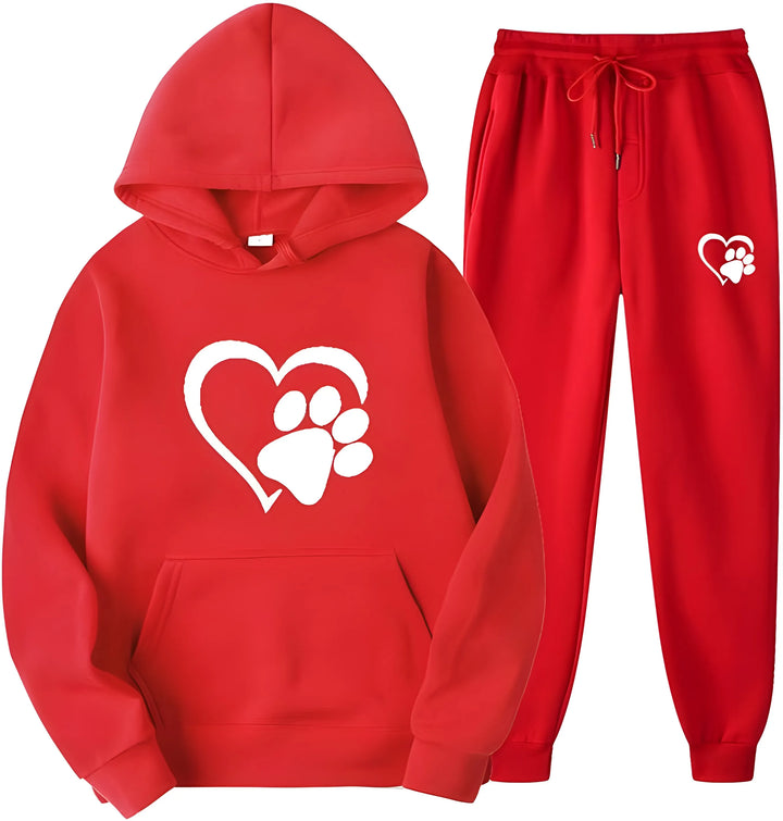 Women’s Printed Hoodie with Long Sleeves and Trousers Set