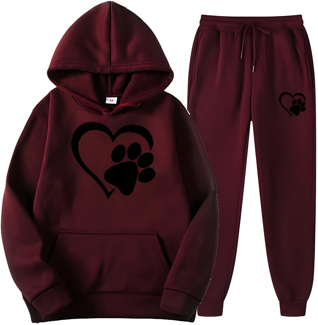 Women’s Printed Hoodie with Long Sleeves and Trousers Set