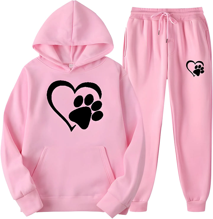 Women’s Printed Hoodie with Long Sleeves and Trousers Set