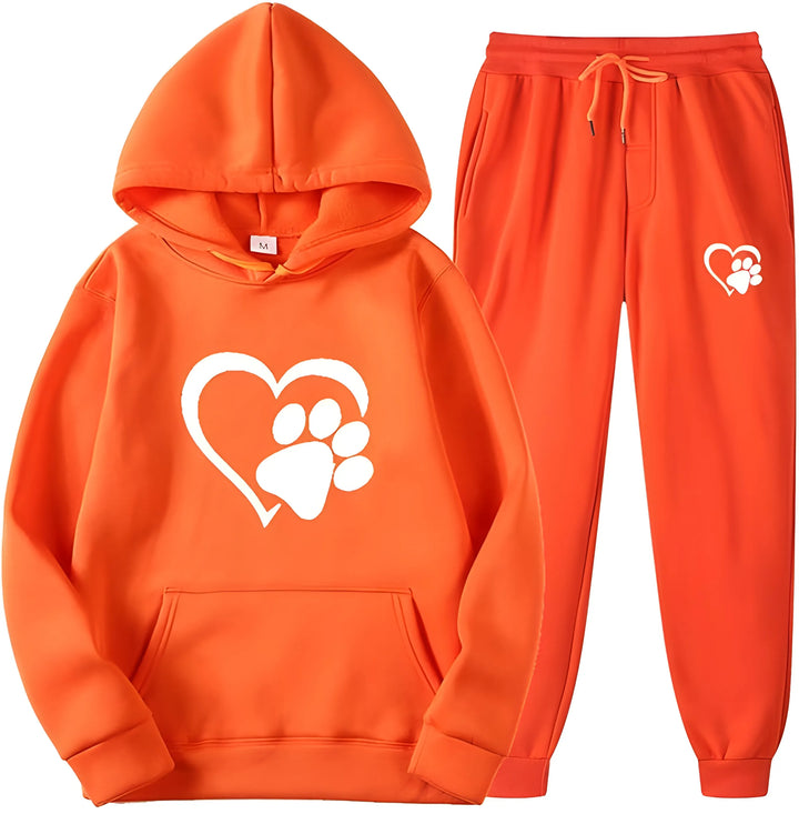 Women’s Printed Hoodie with Long Sleeves and Trousers Set