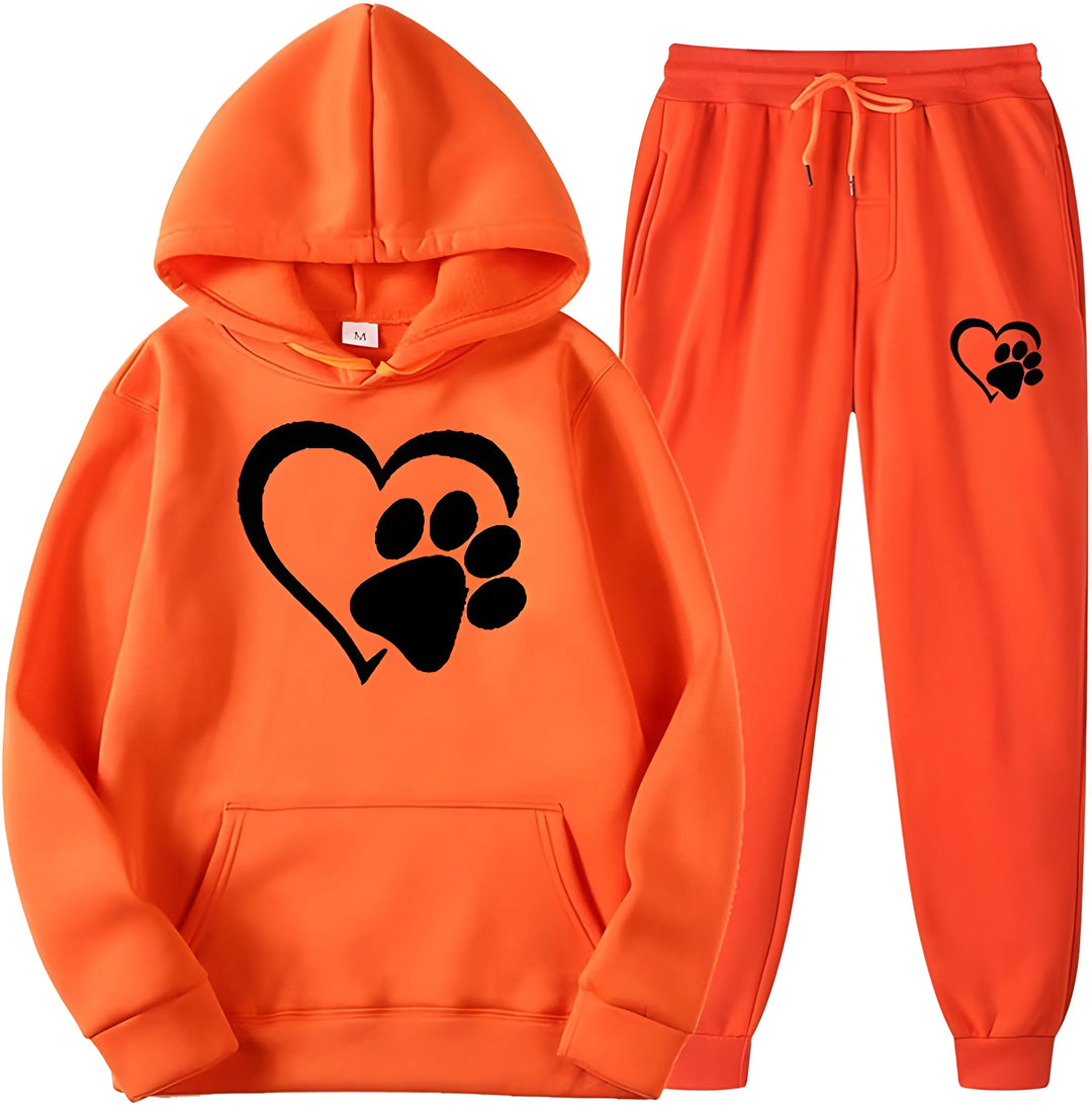 Women’s Printed Hoodie with Long Sleeves and Trousers Set