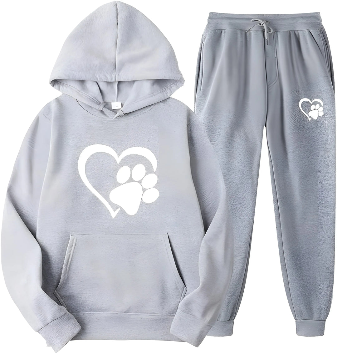 Women’s Printed Hoodie with Long Sleeves and Trousers Set