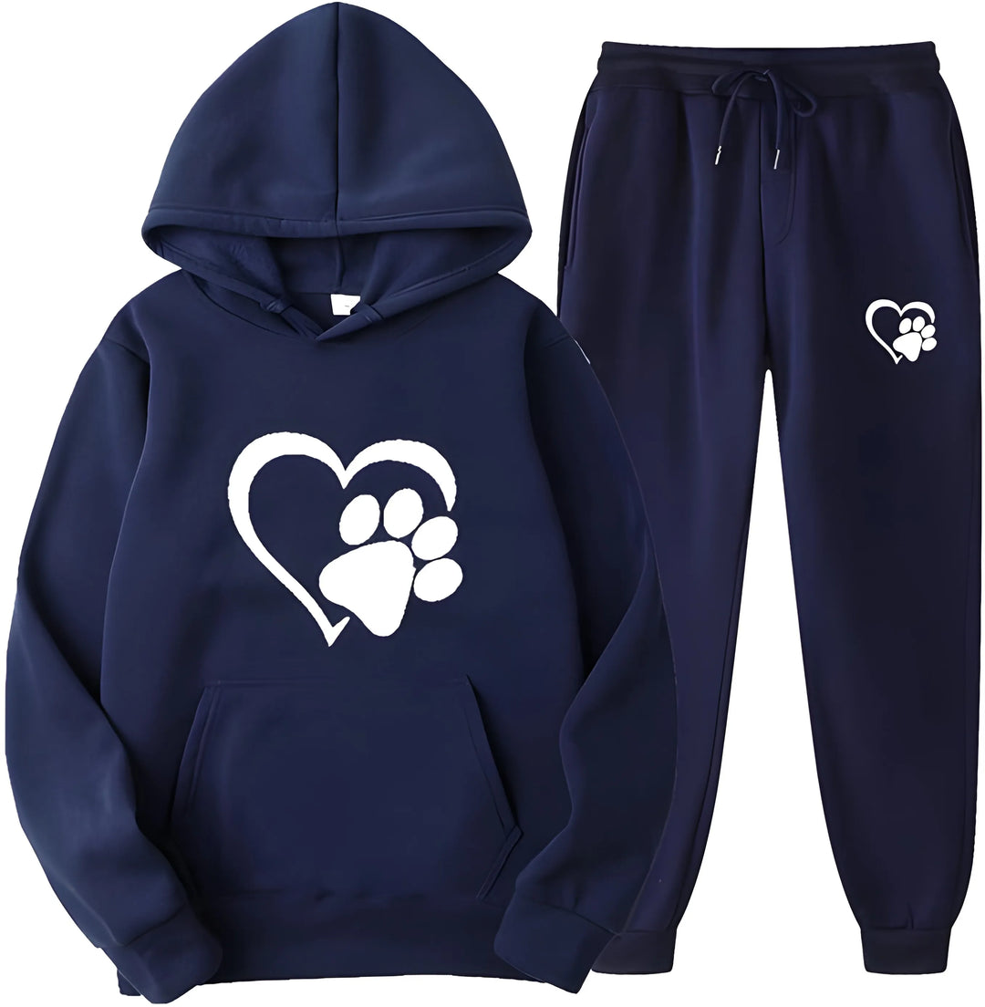 Women’s Printed Hoodie with Long Sleeves and Trousers Set