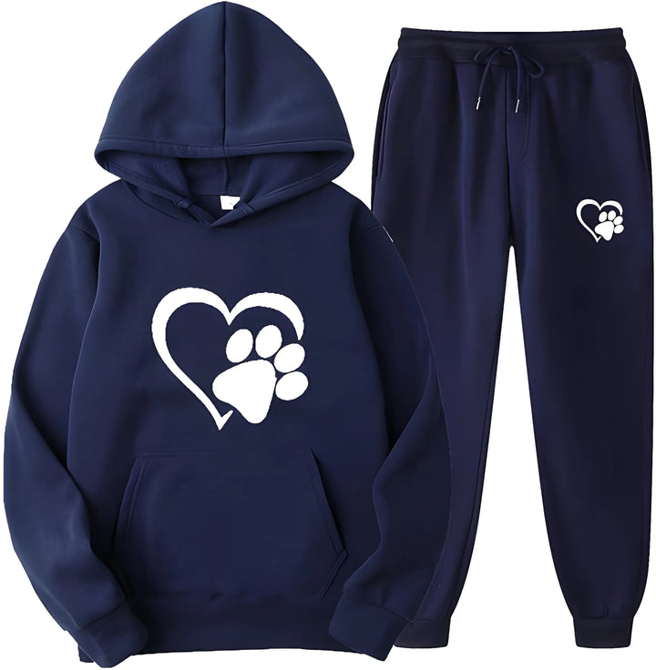 Women’s Printed Hoodie with Long Sleeves and Trousers Set