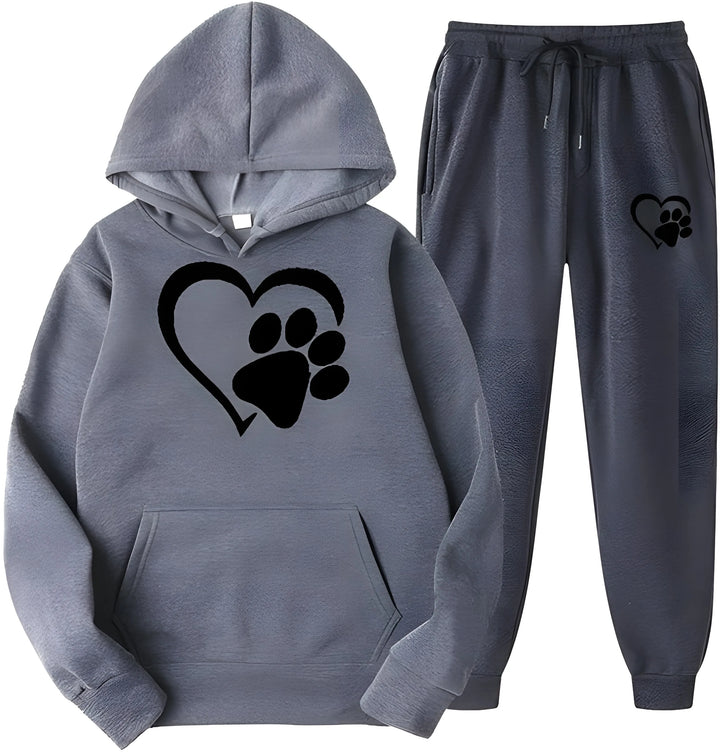 Women’s Printed Hoodie with Long Sleeves and Trousers Set