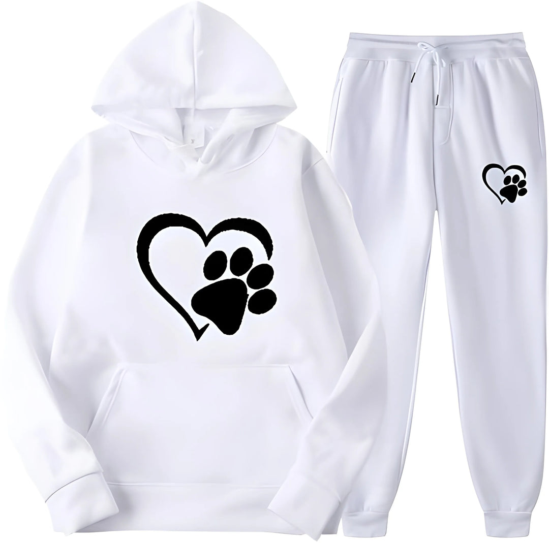 Women’s Printed Hoodie with Long Sleeves and Trousers Set