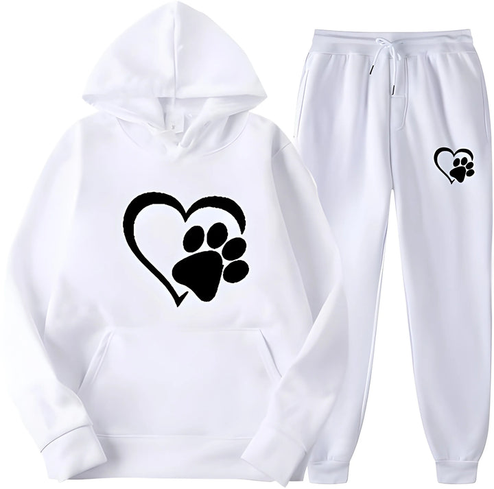 Women’s Printed Hoodie with Long Sleeves and Trousers Set