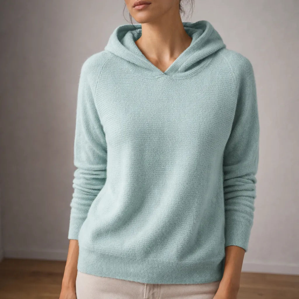 Women's Relaxed Fit Hoodie with Ribbed Cuffs and Soft Touch Fabric