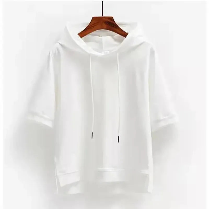 Women’s Short-Sleeve Hoodie with Soft Touch and Relaxed Fit
