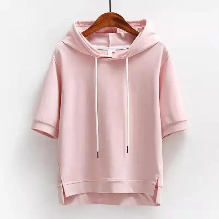 Women’s Short-Sleeve Hoodie with Soft Touch and Relaxed Fit