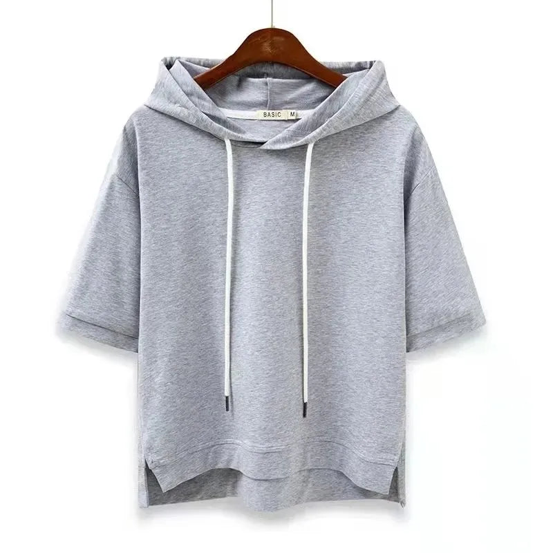 Women’s Short-Sleeve Hoodie with Soft Touch and Relaxed Fit