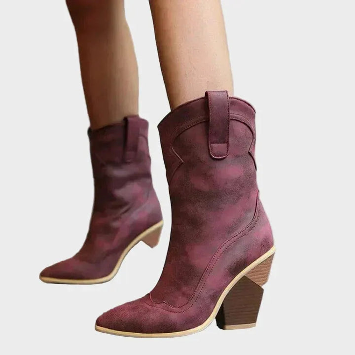 Women's Soft Block Heel Cowboy Boots with Cushioned Insole