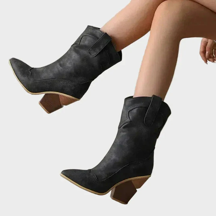 Women's Soft Block Heel Cowboy Boots with Cushioned Insole