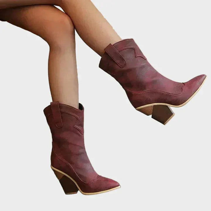 Women's Soft Block Heel Cowboy Boots with Cushioned Insole