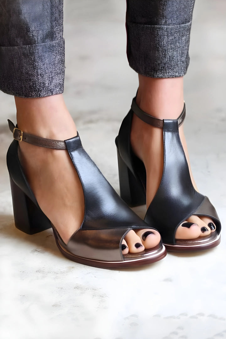 Women's Soft Block Heel Sandals with Adjustable Strap