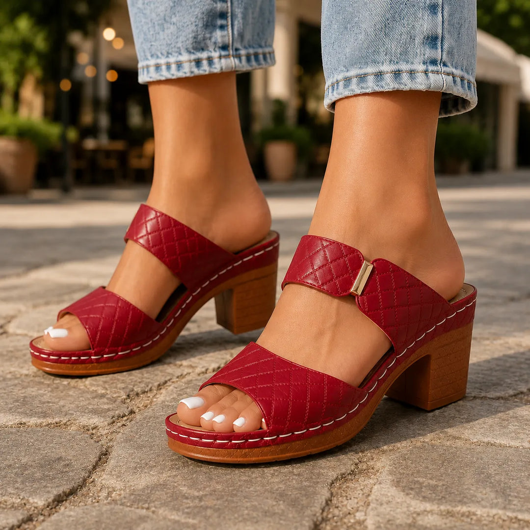 Women's Soft Block Heel Sandals with Cushioned Footbed