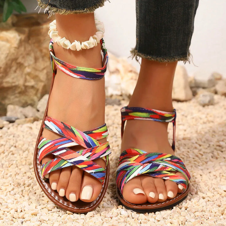 Women's Soft Flat Sandals with Adjustable Strap and Non Slip Sole
