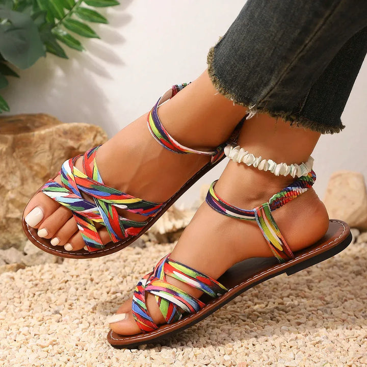 Women's Soft Flat Sandals with Adjustable Strap and Non Slip Sole