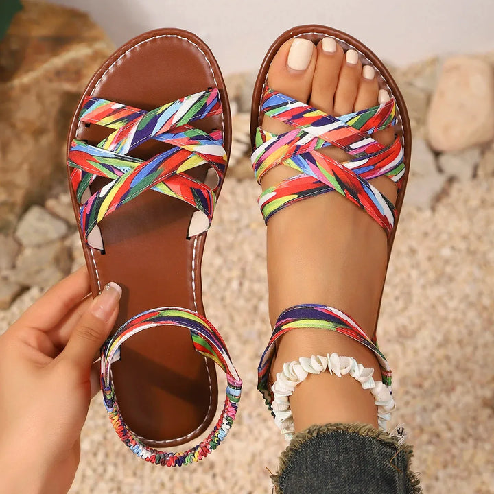 Women's Soft Flat Sandals with Adjustable Strap and Non Slip Sole