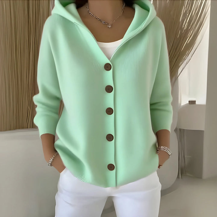 Women’s Soft Hoodie with Button Closure and Relaxed Fit