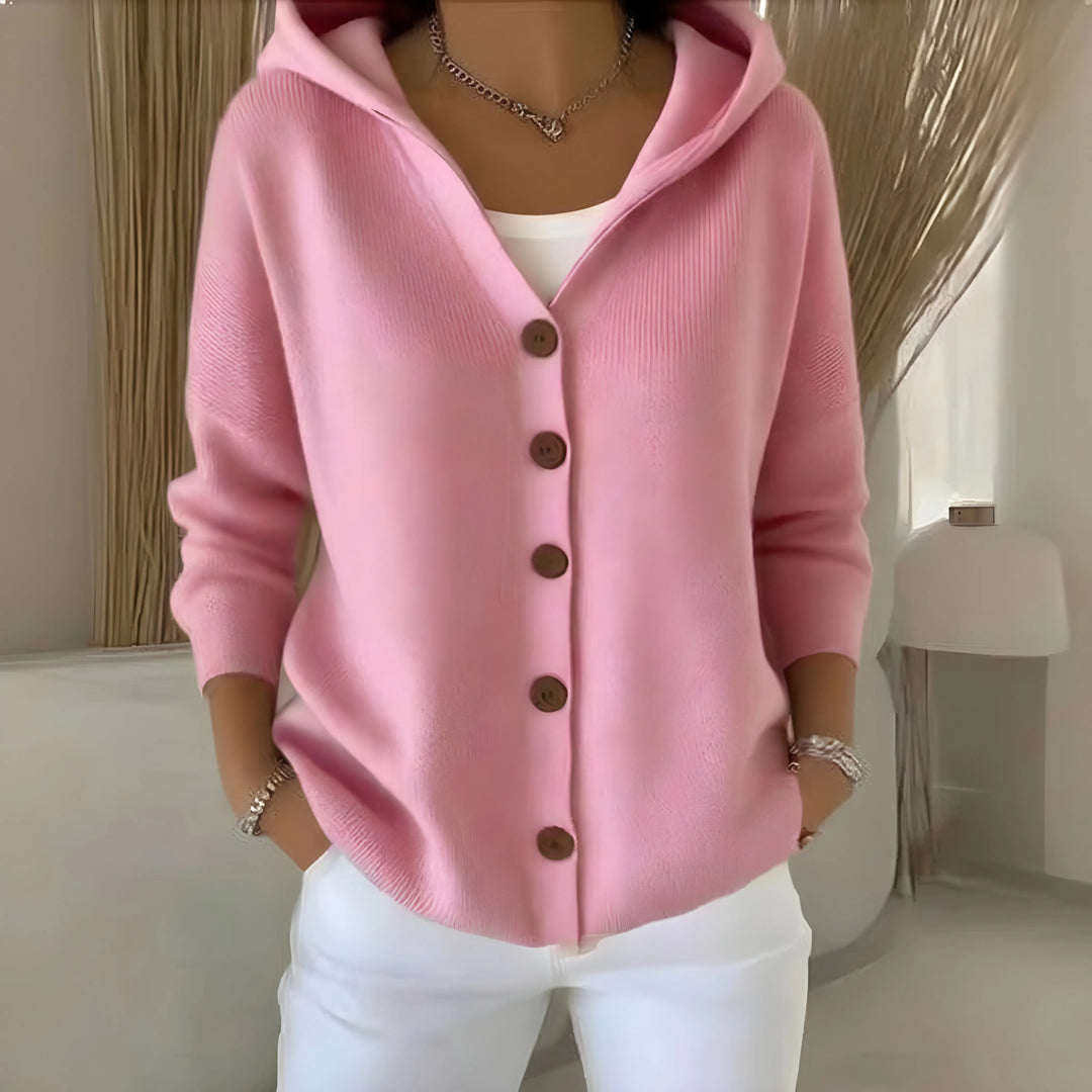 Women’s Soft Hoodie with Button Closure and Relaxed Fit