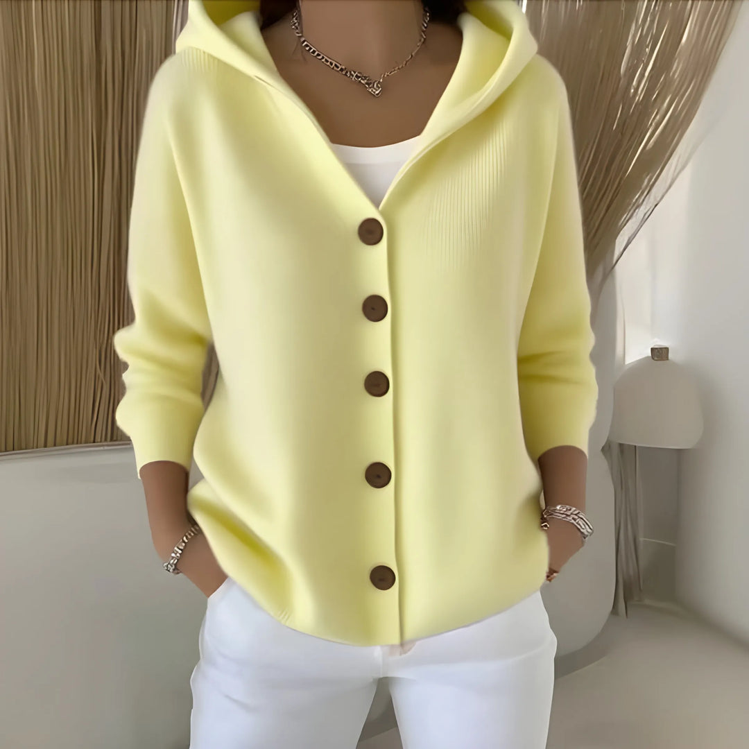 Women’s Soft Hoodie with Button Closure and Relaxed Fit