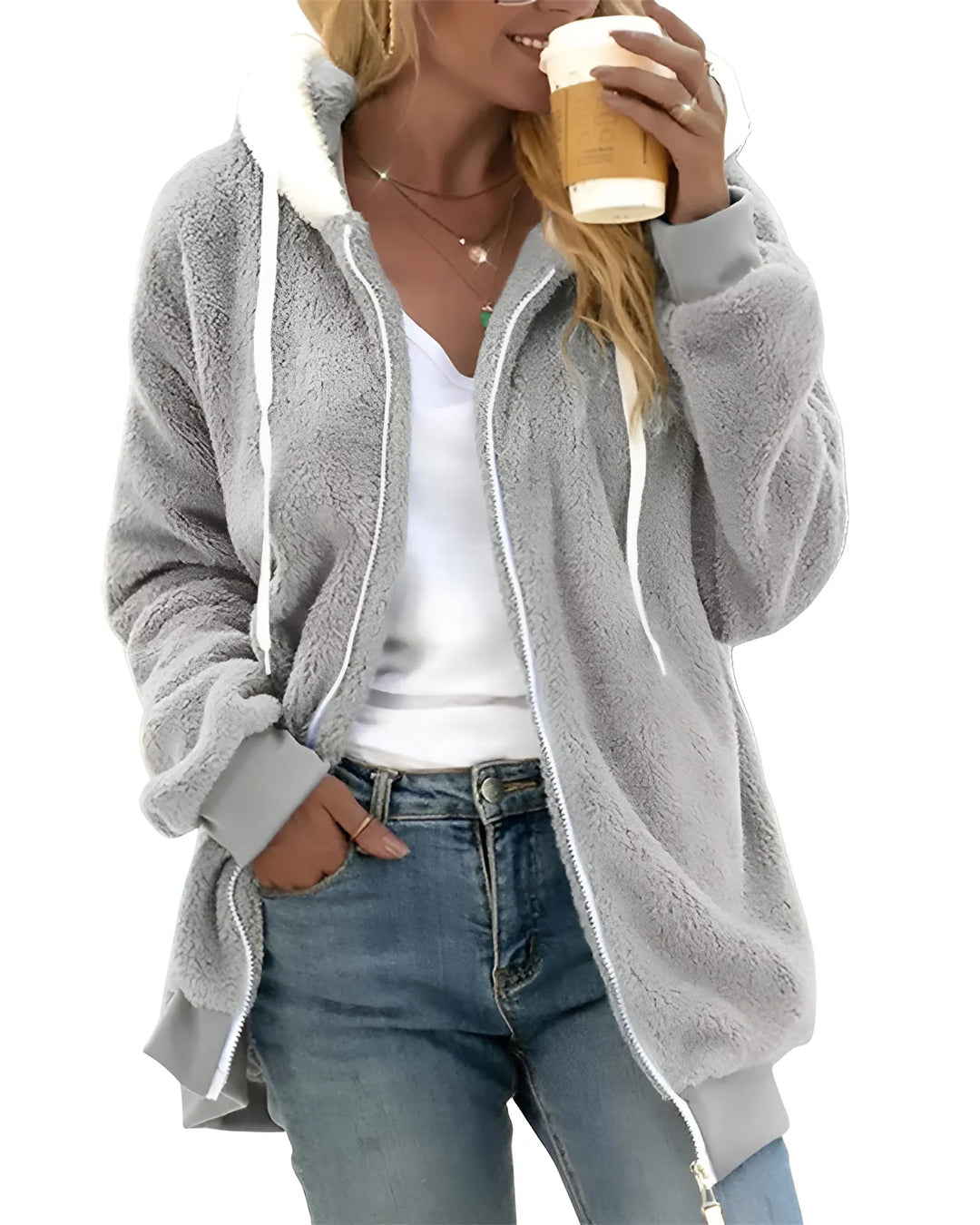 Women’s Soft Hoodie with Long Sleeves and Ribbed Cuffs