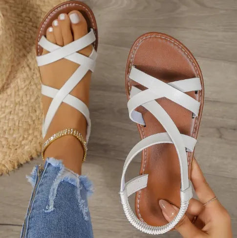 Women's Soft Strappy Flat Sandals with Non Slip Sole
