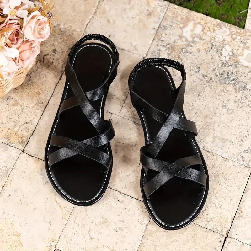 Women's Soft Strappy Flat Sandals with Non Slip Sole