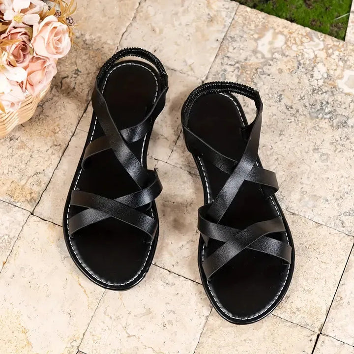 Women's Soft Strappy Flat Sandals with Non Slip Sole