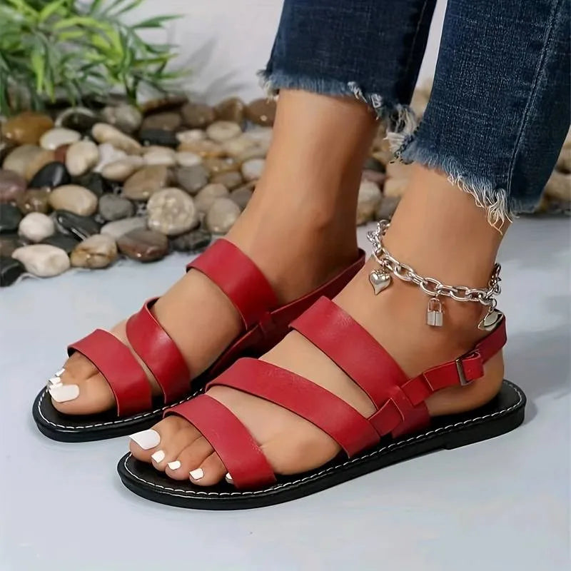 Women's Soft Strappy Sandals with Adjustable Strap
