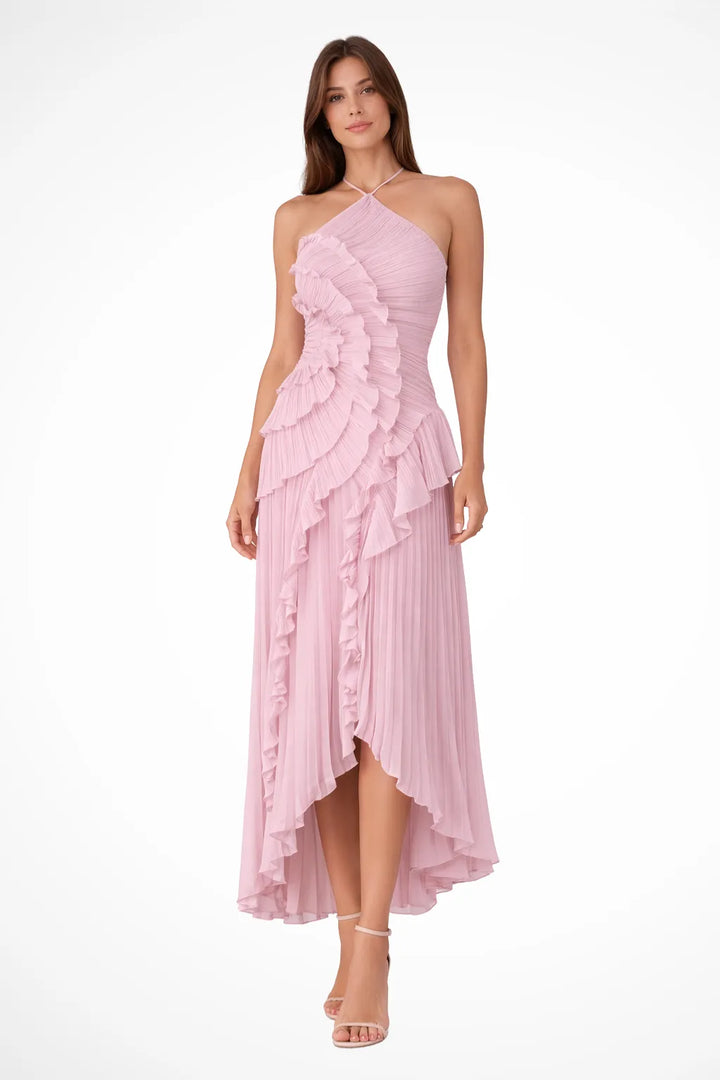 Women's Stunning Backless Maxi Dress with Ruffle Details