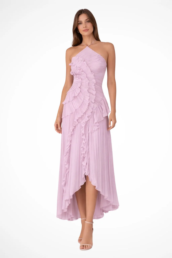 Women's Stunning Backless Maxi Dress with Ruffle Details