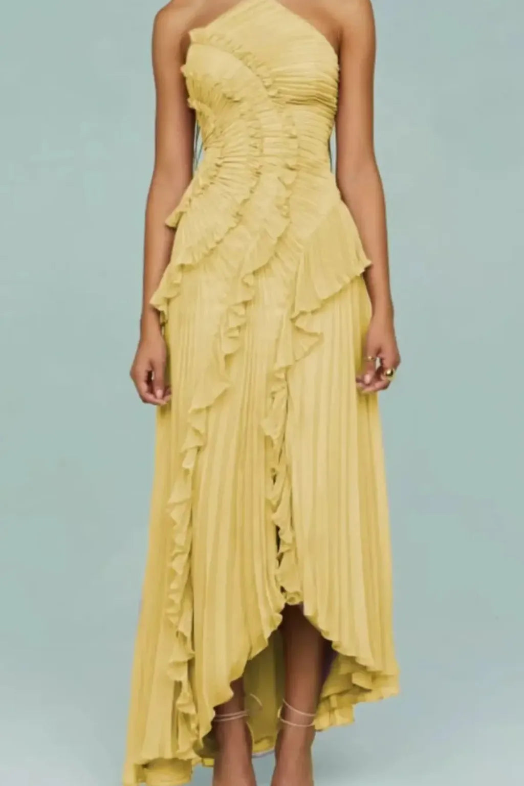 Women's Stunning Backless Maxi Dress with Ruffle Details