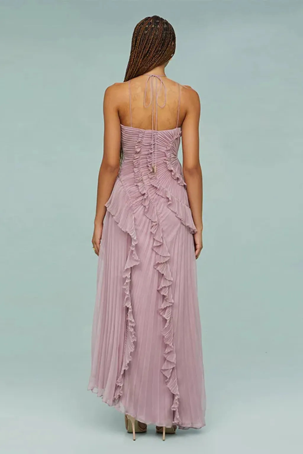 Women's Stunning Backless Maxi Dress with Ruffle Details