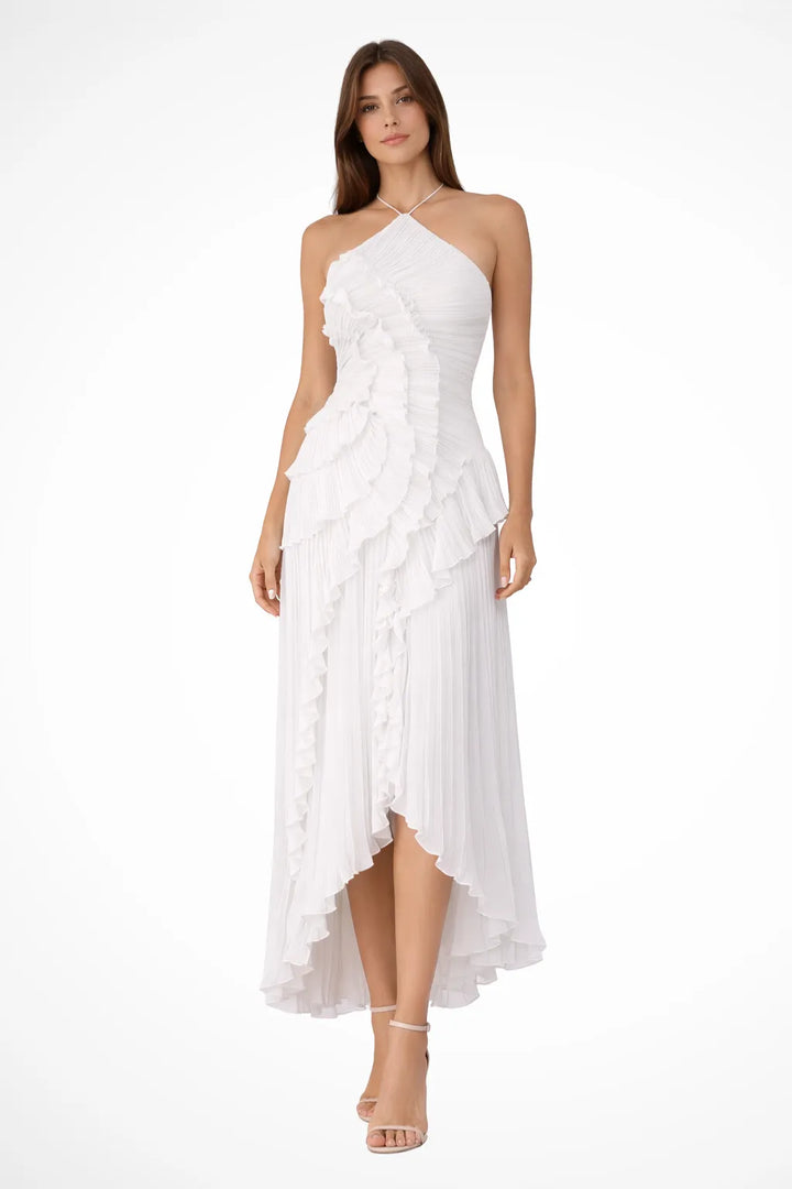 Women's Stunning Backless Maxi Dress with Ruffle Details