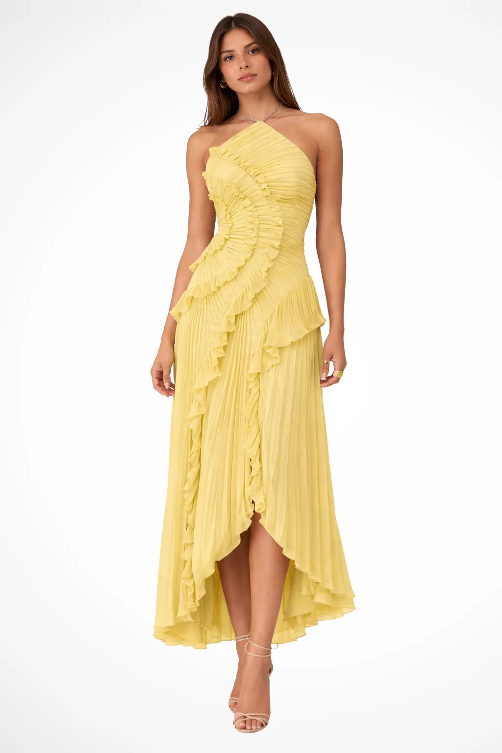 Women's Stunning Backless Maxi Dress with Ruffle Details