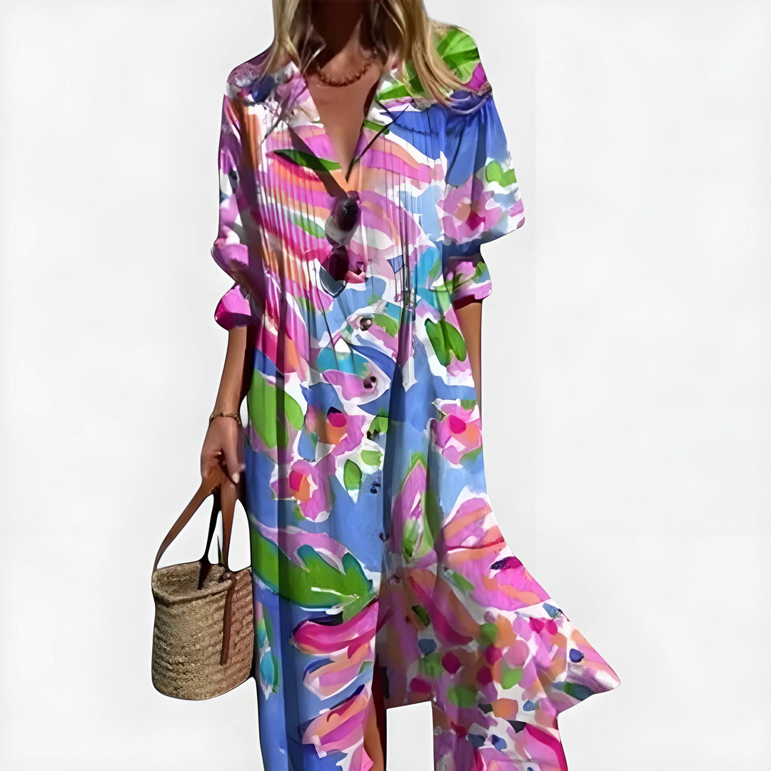 Women's Stunning Boho Maxi Dress with Sleeves