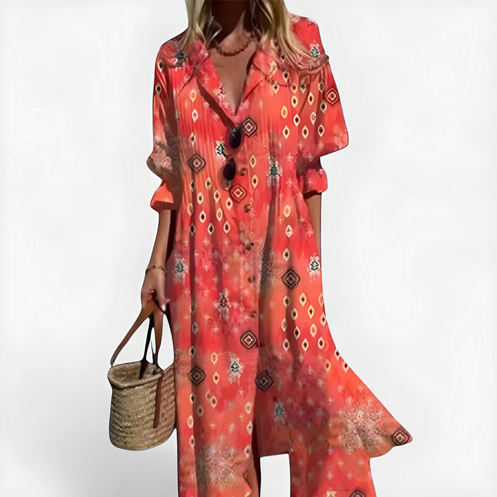 Women's Stunning Boho Maxi Dress with Sleeves