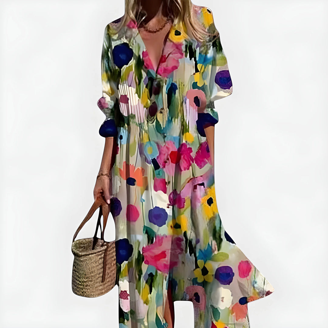 Women's Stunning Boho Maxi Dress with Sleeves