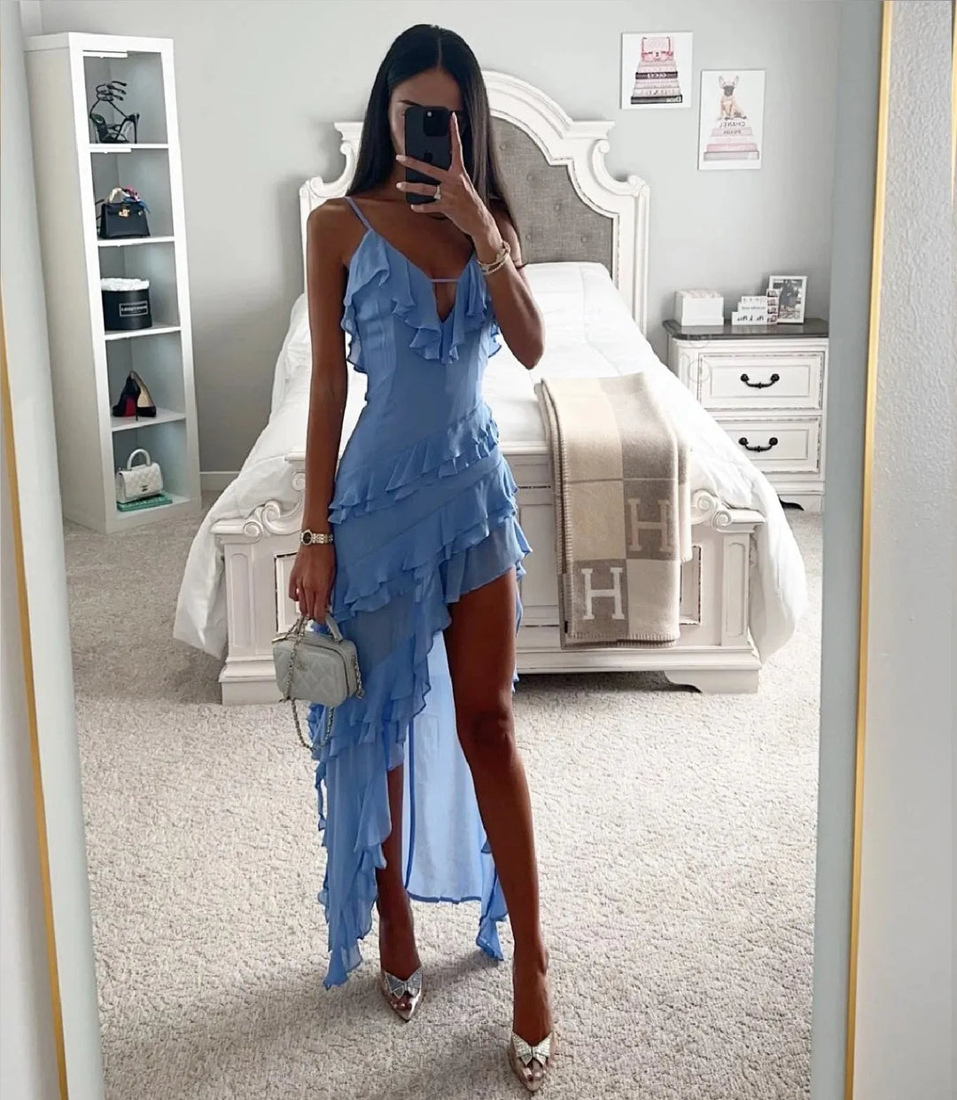 Women's Stunning Wrap Maxi Dress with Ruffle Detailing