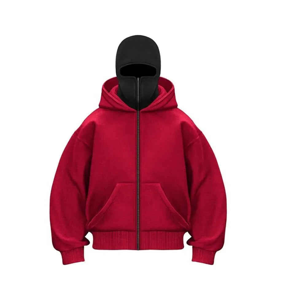 Zip-Up Hoodie with Long Sleeves and Relaxed Fit