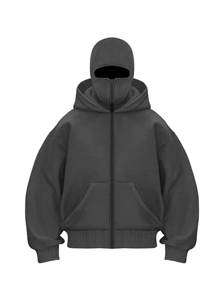 Zip-Up Hoodie with Long Sleeves and Relaxed Fit