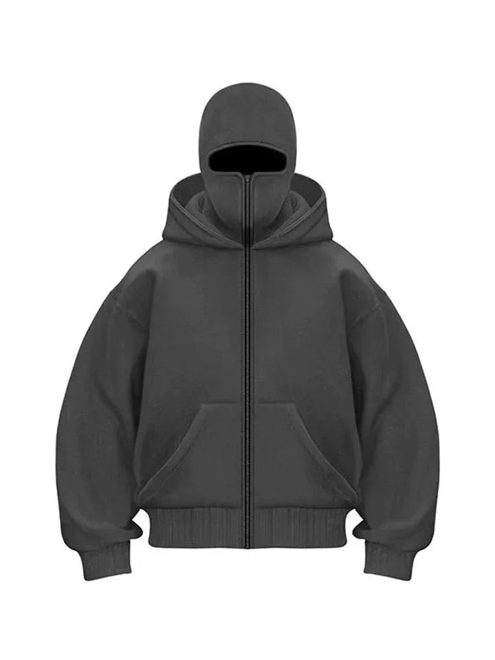 Zip-Up Hoodie with Long Sleeves and Relaxed Fit